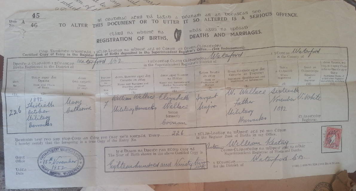Mary to Michael Marriage Cert